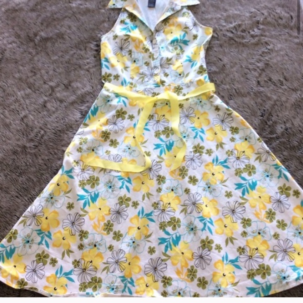 Scarlett cotton summer A line sleeveless collar floral summer dress 5/6